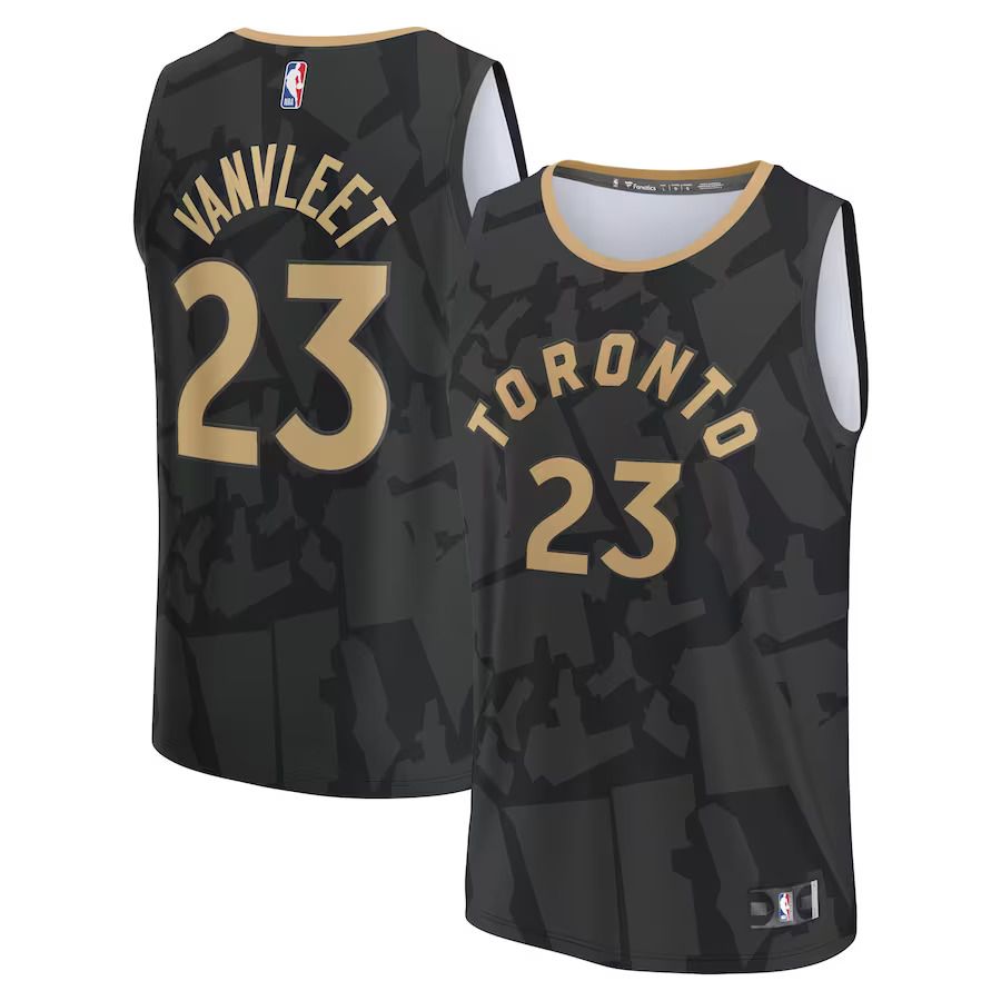 Men Toronto Raptors 23 Fred VanVleet Fanatics Branded Black City Edition 2022-23 Fastbreak NBA Jersey